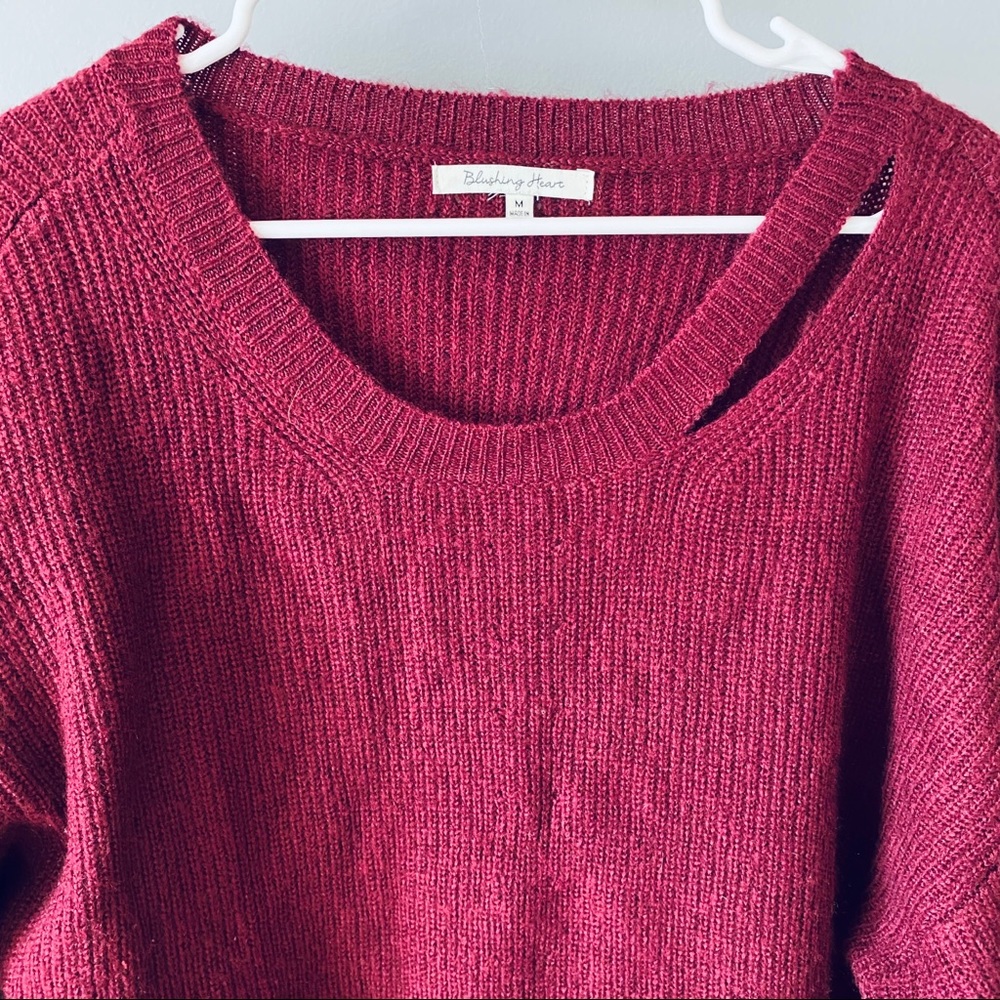 Blushing Heart maroon sweater - Picture 2 of 7